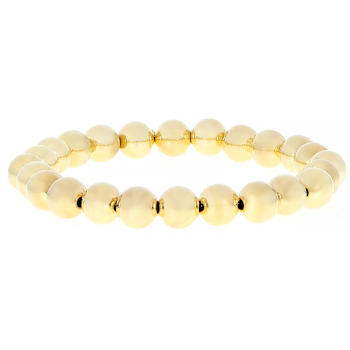 Beaded Stretch Bracelet Set Of 3 In 18K Gold Over Bronze