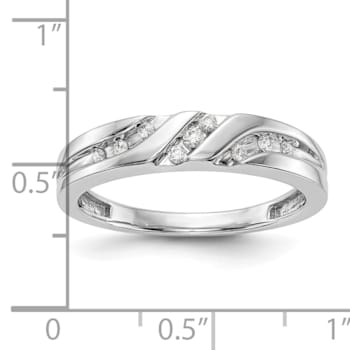 Rhodium Over 14K White Gold Diamond Trio Men's Wedding Band 0.14ctw