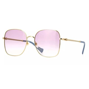 Gucci Gold Tone and Peacock Blue Frame / Violet Lens Sunglasses