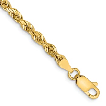 14k Yellow Gold 3.35mm Diamond-Cut Quadruple Rope Link Bracelet