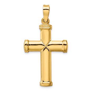 14k Yellow Gold 3D Polished Stamping Cross Pendant