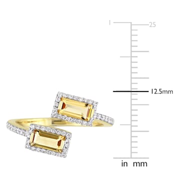 0.75ctw Citrine and 0.25ctw Diamond 14k Yellow Gold Bypass Ring
