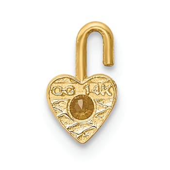 14K Yellow Gold Citrine Simulant Birthstone Heart Charm