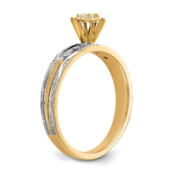 14K Yellow Gold AA Quality Engagement Ring 0.09ctw
