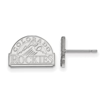 Rhodium Over Sterling Silver MLB LogoArt Colorado Rockies Post Earrings