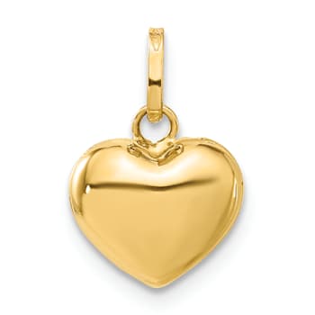 14k Yellow Gold Polished Puffed Heart Pendant