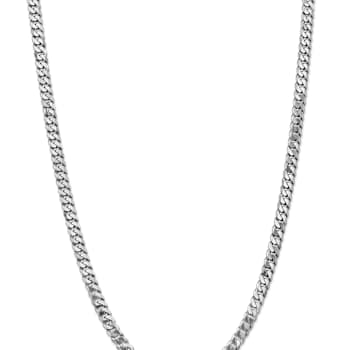 Rhodium Over 14k White Gold 6.25mm Solid Flat Beveled Curb 26 Inch Chain