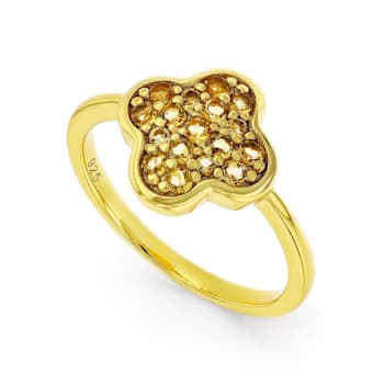 Citrine 18K Yellow Gold Over Sterling Silver 4-Leaf Clover Cluster Ring