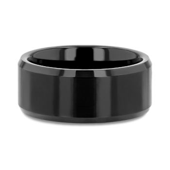 INFINITY Black Tungsten Ring with Beveled Edges 10mm