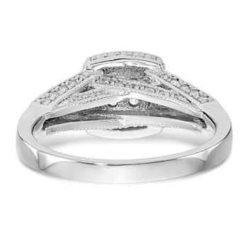 Rhodium Over 14K White Gold Lab Grown Diamond Cluster Engagement Ring 0.508ctw