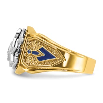 10K Two-tone Yellow and White Gold Men's Enameled and Diamond Blue Lodge
Masonic Ring 0.15ctw