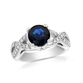 2.5ctw Sapphire and Diamond Ring in 14k White Gold
