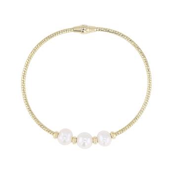 Graduating Freshwater Pearl Bracelet In 18K Gold Over Bronze