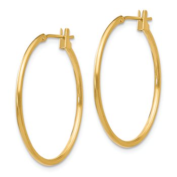 14K Yellow Gold Polished 1mm Hoop Earrings