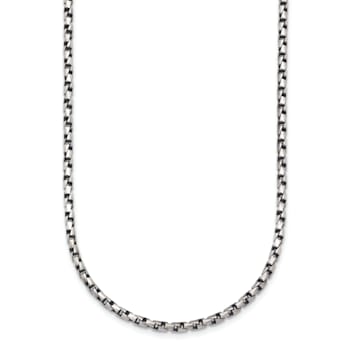 Sterling Silver Antiqued and Satin 2.5mm Twisted Box 20 inch Chain