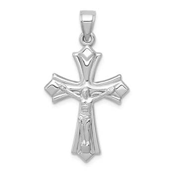 Rhodium Over 14k White Gold Reversible Crucifix Pendant