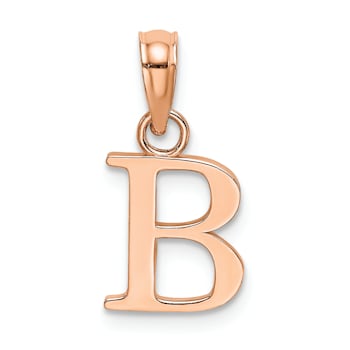 14k Rose Gold Polished Block Letter B Initial Pendant