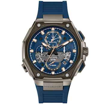 Bulova Men's Precisionist X Blue Dial, Blue Rubber Strap Watch
