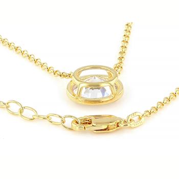 Bezel Set Oval CZ Necklace In 18K Gold Over Sterling Silver