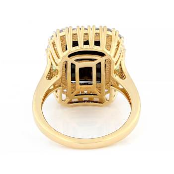 Black Spinel, Peridot And White Zircon Ring In 18K Gold Over Sterling
Silver 8.41ctw
