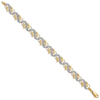 14K Two-tone Gold Diamond-Cut Fancy Link Bracelet