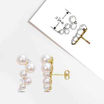 Freshwater Cultured Pearl and 1/4  CT TGW White Topaz Earrings in Yellow
Plated Sterling Silver