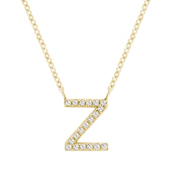 10K Yellow Gold Block Yellow Diamond Initial Letter Z Pendant with
Yellow Gold Chain, 0.06ctw