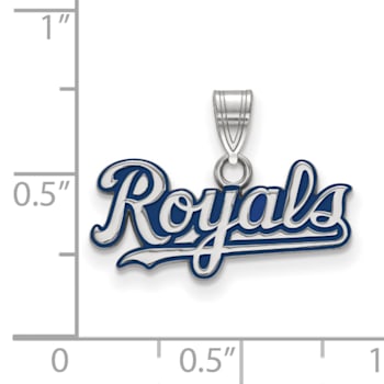 Rhodium Over Sterling Silver MLB LogoArt Kansas City Royals Enamel Pendant