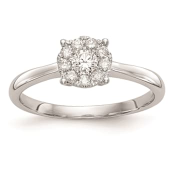 Rhodium Over 14K White Gold Diamond Cluster Engagement Ring 0.33ctw