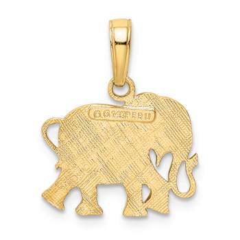 14k Yellow Gold Textured Elephant Pendant