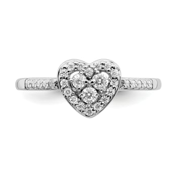 Rhodium Over 10K White Gold Lab Grown Diamond Cluster Heart Engagement
Ring 0.266ctw