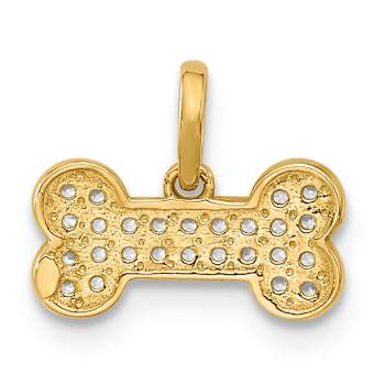 14K Yellow Gold Polished Cubic Zirconia Dog Bone Pendant