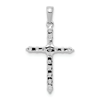 Rhodium Over 14K White Gold Polished 1/4ct. Diamond Cross Pendant