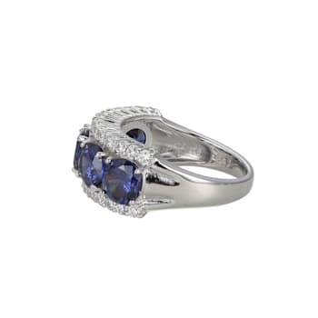 Blue And White Cubic Zirconia Platinum Over Sterling Silver Ring 7.75ctw