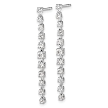 Rhodium Over 14K White Gold Lab Grown Diamond VS/SI, D E F, Post Dangle Earrings