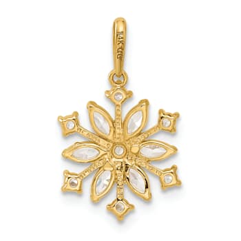 14K Yellow Gold Polished Cubic Zirconia Snowflake Pendant