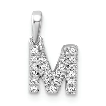 14K White Gold Diamond Letter M Initial with Bail Pendant
