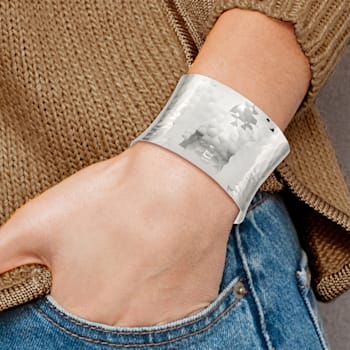 Sterling Silver 39.5mm Hammered Cuff Bracelet