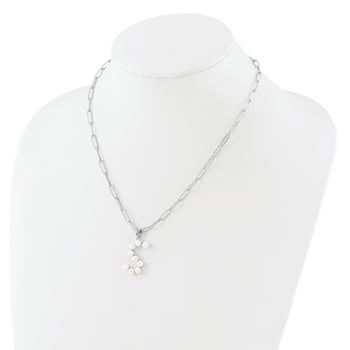 Rhodium Over Sterling Silver 3-5.5mm Freshwater Cultured Pearl LETTER S
18-inch Necklace