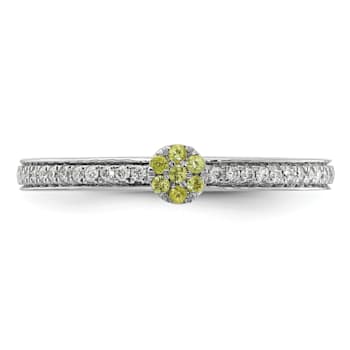 14K White Gold Stackable Expressions Peridot and Diamond Ring 0.075ctw