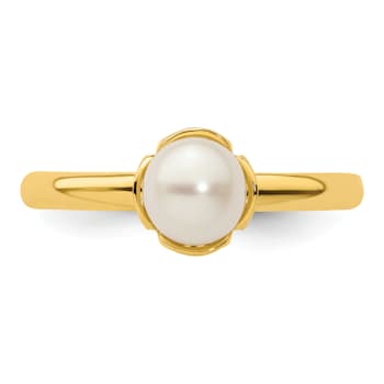 14K Yellow Gold Over Sterling Silver Stackable Expressions White
Freshwater Cultured Pearl Ring