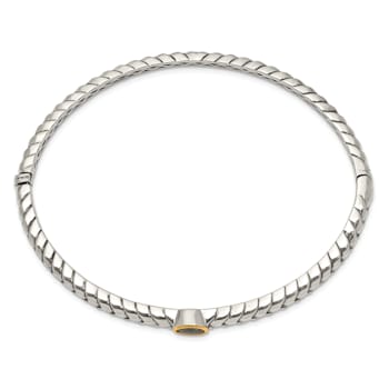 Sterling Silver with 14K Gold Over Sterling Silver Accent Oxidized
Peridot Bangle Bracelet