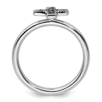 Rhodium Over Sterling Silver Stackable Expressions Marcasite Cross Ring