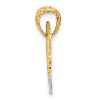 14k Two-tone Gold Polished and Textured Hearts with Wings Pendant