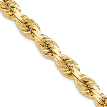 14k Yellow Gold 12mm Solid Diamond-Cut Rope 24 Inch Chain