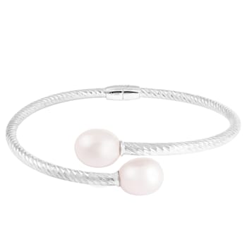 8.5-9mm White Cultured Freshwater Pearl Silver  Bracelet