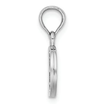 Rhodium Over 14k White Gold Polished Block Letter D Initial Pendant