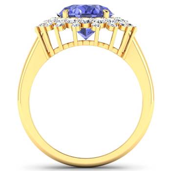 4.22ctw Violet Tanzanite and Diamond 14K Yellow Gold Halo Ring