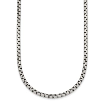 Sterling Silver Antiqued and Satin 3.2mm Box 18 Inch Chain