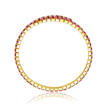 Ruby Color CZ Bypass Tennis Bracelet In 14K Gold Over Brass
